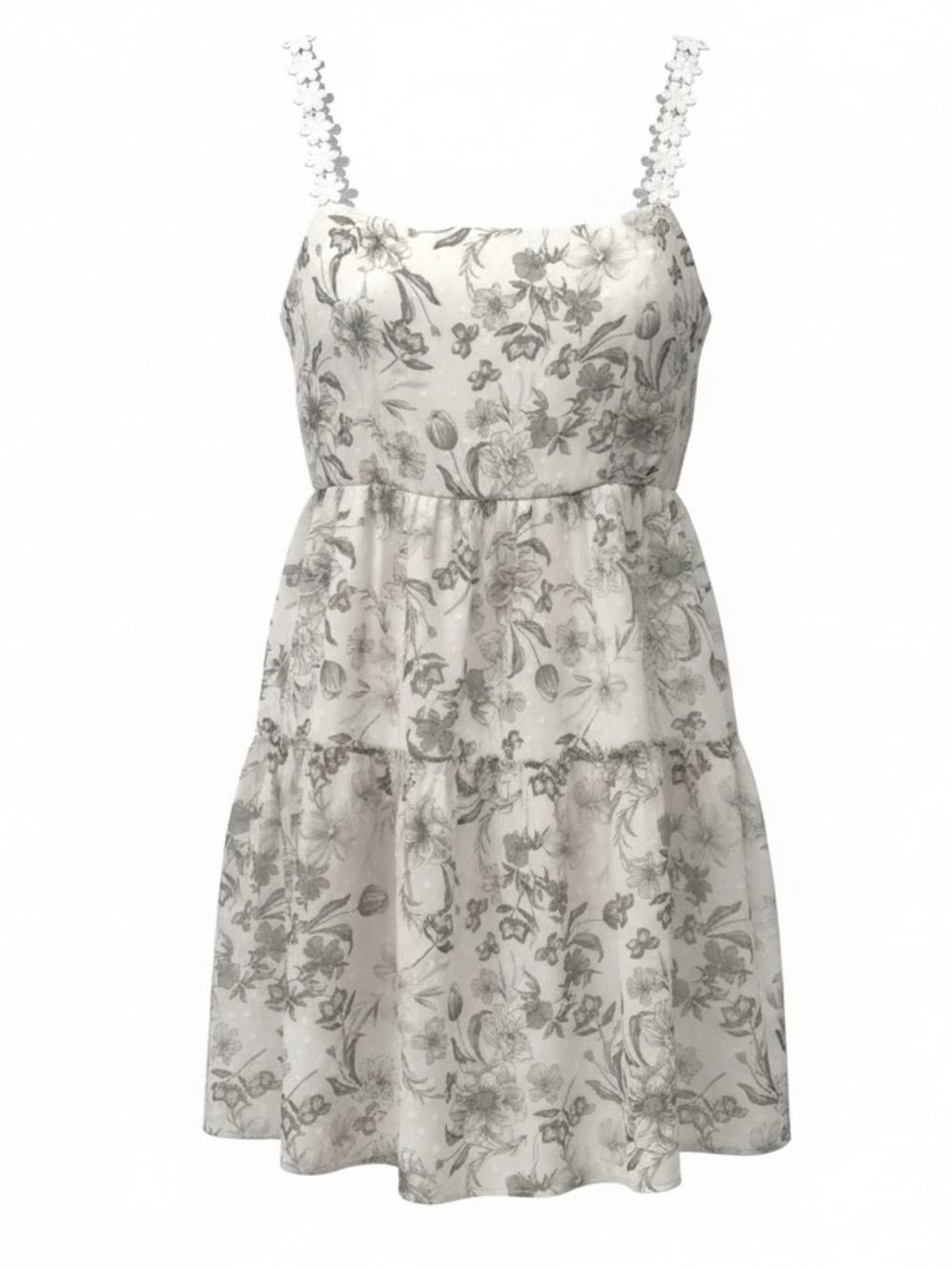 House of Thread sage green/cream floral babydoll dress, large